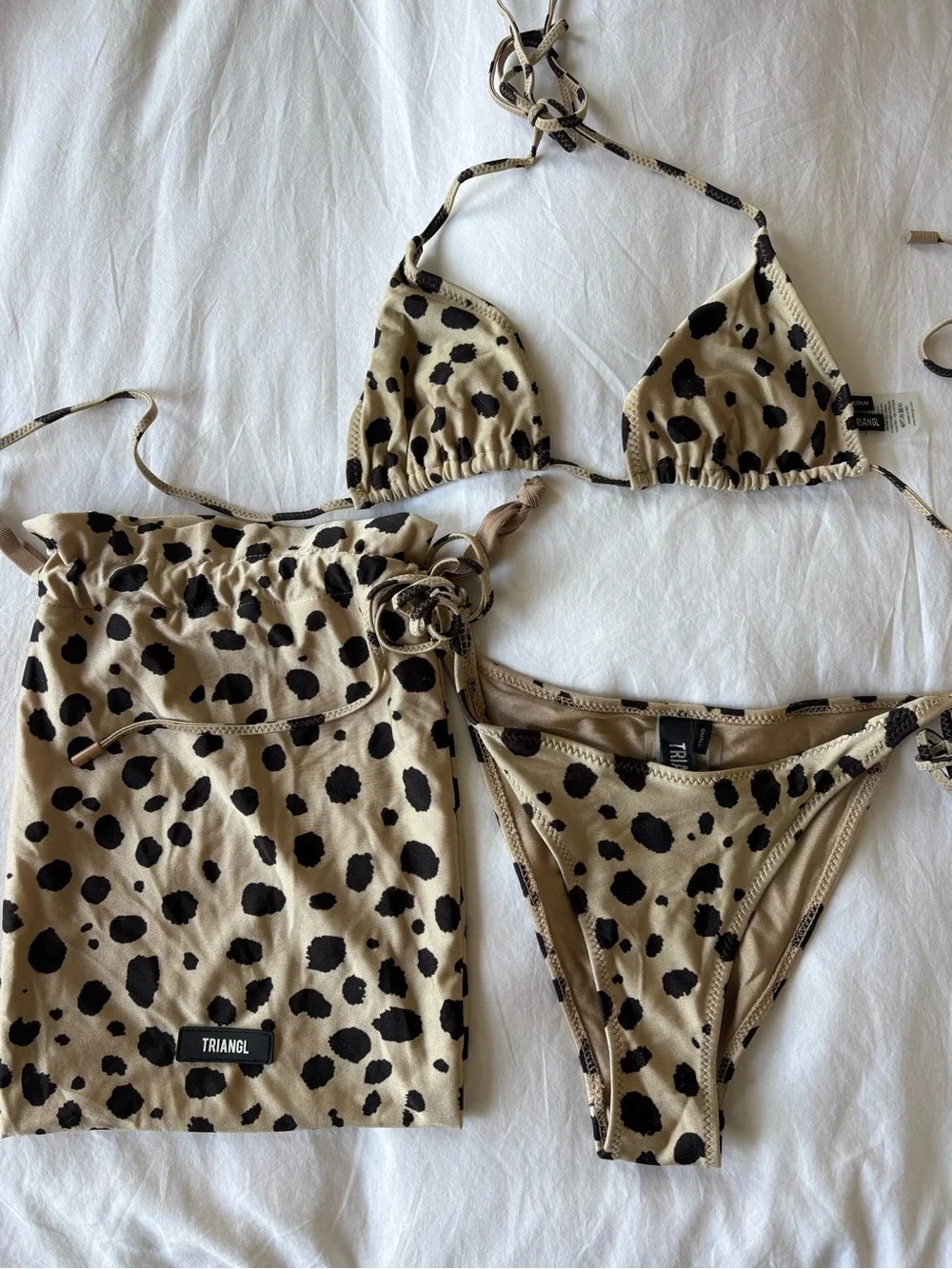 Triangl swimwear black and brown spotted bikini